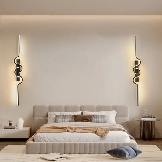 Nordic Minimalist LED Living Room Wall Lamp Modern Sofa TV Background Bedroom Bedside Stairs Wall Light Home Decor AC85-265V